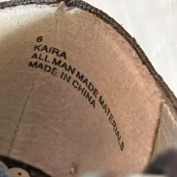 Sugar Kiara Black Strappy Lace-Up Wedge Sandals Women's 6 Boho Gladiator Cutout - Picture 6 of 7